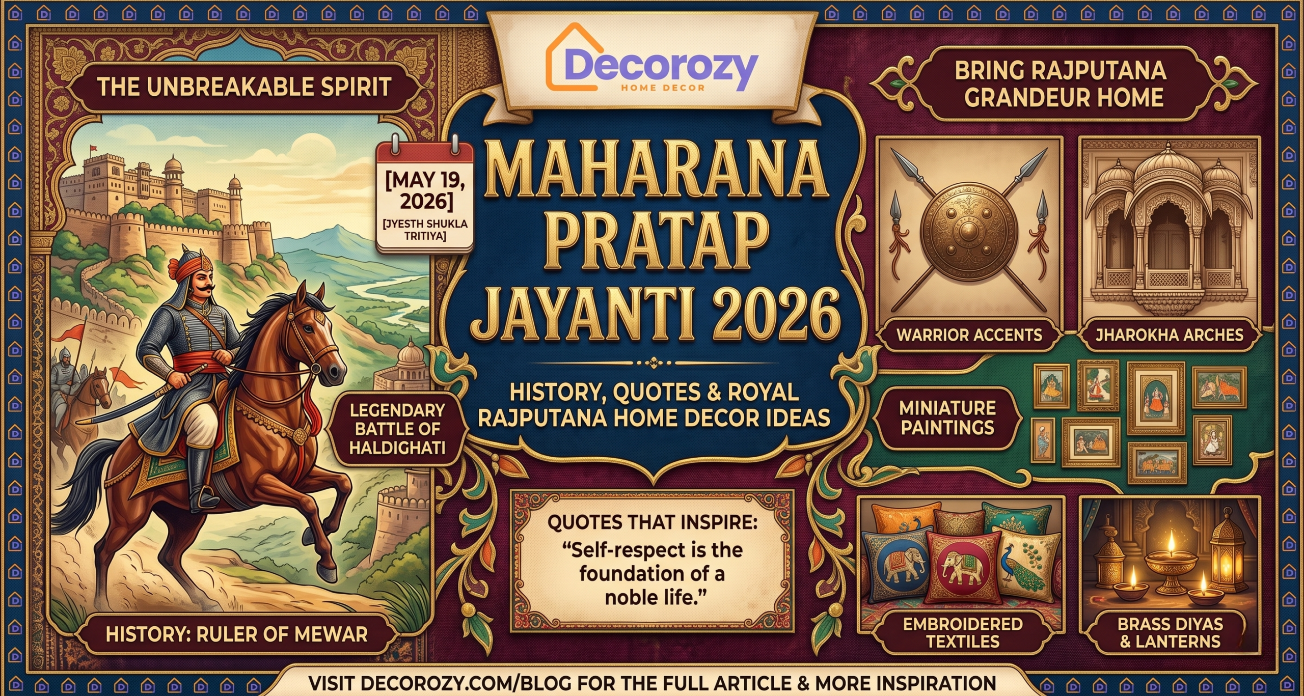 Maharana Pratap Jayanti 2026: Date, History, Quotes, and Royal Rajputana Home Decor Ideas