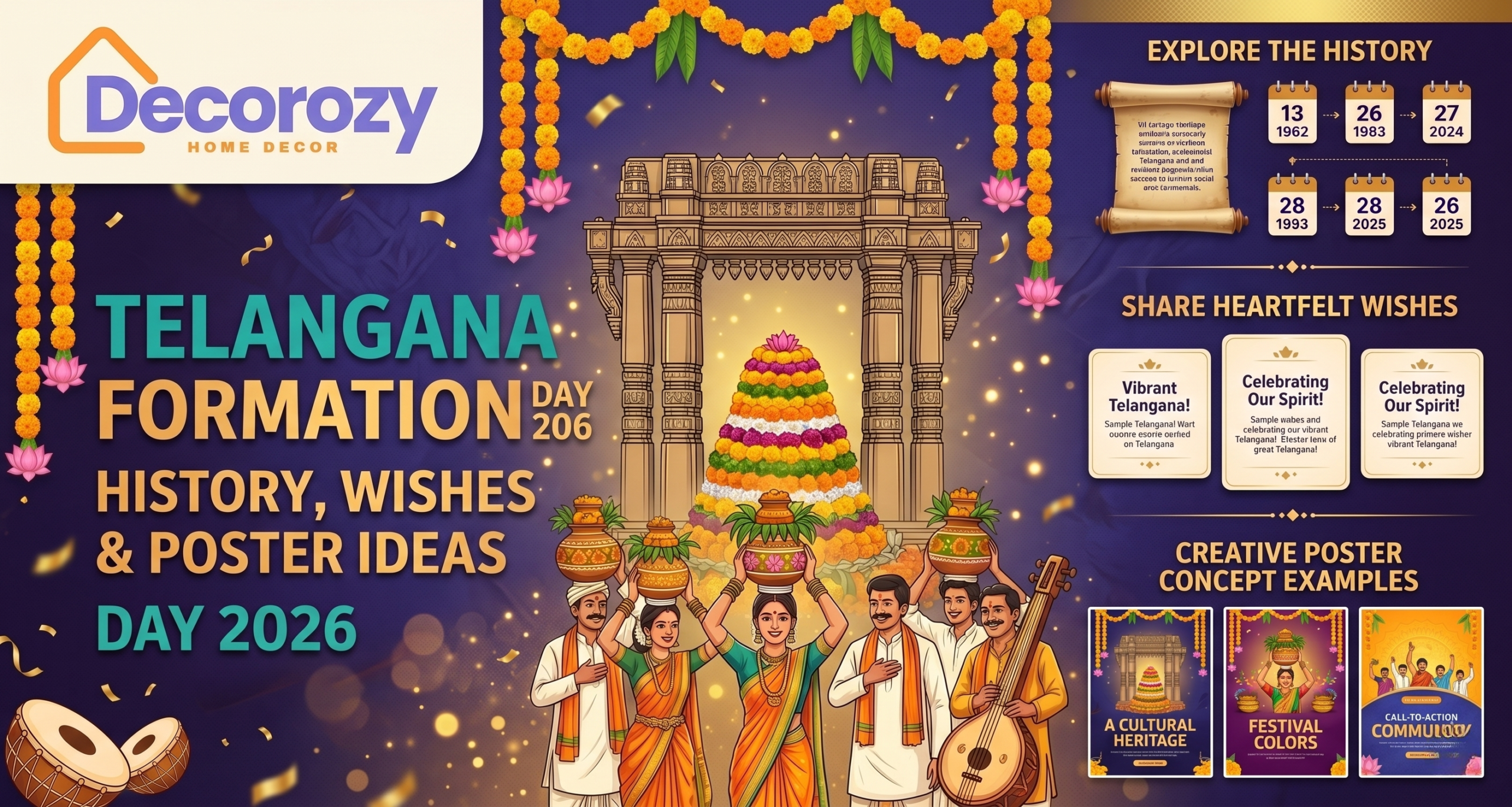 Telangana Formation Day 2026: History, Wishes & Poster Ideas