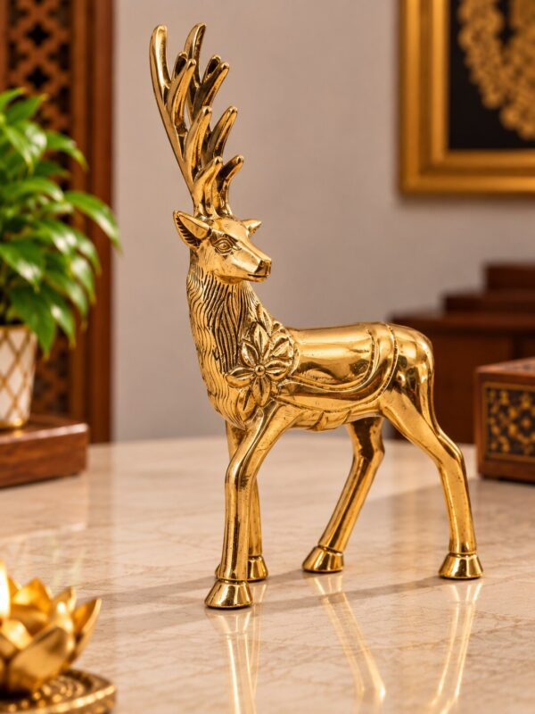 Ethnic pure brass deer charm showpiece for home decor