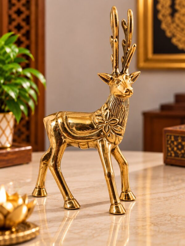 Ethnic pure brass deer charm showpiece for home decor