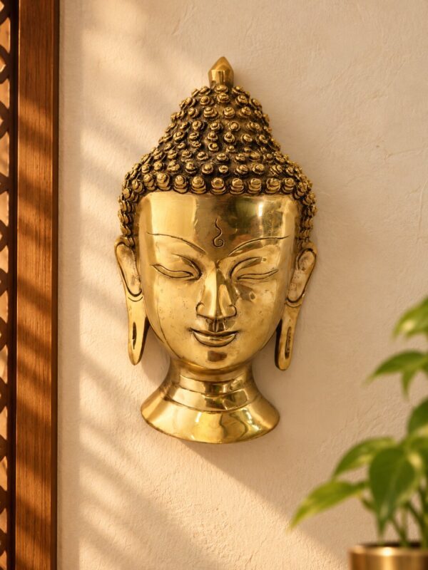 Pure brass Buddha face wall hanging for home decor